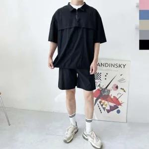 남자 넉넉한핏 아노락반팔+ 반바지 세트