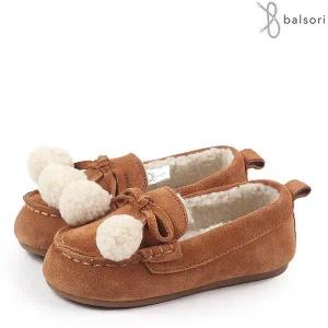 [베이비잼]발소리 아동 유아 아기 남아 여아 리본 방울 겨울 퍼 털 로퍼 모카신 방한화 털신발