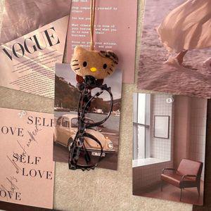 키티 호피 안경테 무 렌즈 귀여운 장식 안경