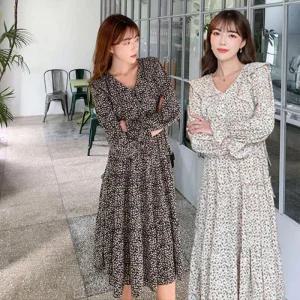 롱 빅사이즈원피스 예쁜 프릴 봄 겨울원피스 패턴 플라워 데님원피스 러플 긴팔 가을