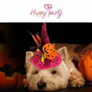 마녀모자 할로윈 고급 핫핑크 해피파티 펫 망토 생일