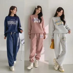 여성 가을 겨울 기모 트레이닝세트 맨투맨 조거 일자 카고 츄리닝 오버핏 홈웨어 15종