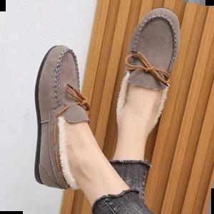 털내피 따듯한 여성 모카신 방한 슈즈 그레이
