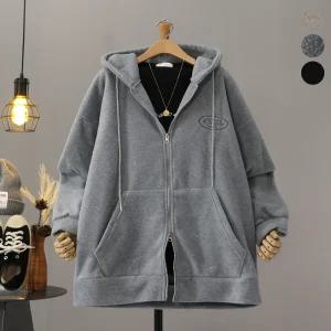 [모노시크] 블리프 자수 레터링 후리스 후드 집업_MNCS432