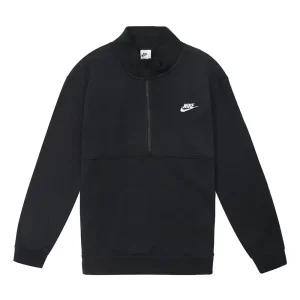 나이키 NSW 클럽 플리스 아노락 반집업 하프집업 기모 긴팔티 블랙 DD4732-011