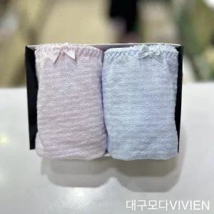 [비비안]리본 엠보싱 면스판 부인용 팬티 2종 세트 PT7407_DG
