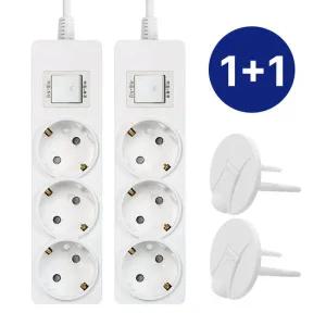 [2개세트] 코니야 국산 멀티탭 통합 스위치 3200W 안전 멀티 콘센트 3구 1.5m