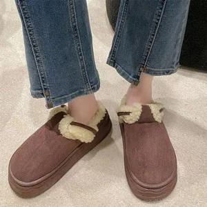 여성 털슬리퍼 통굽털슬리퍼 브라운 통굽 베이직