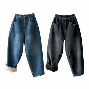 F/W 양털 배기 청바지 2color 원터 밴딩 데님 팬츠