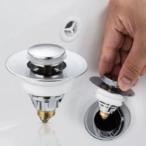 (품명:크롬세면대트랩)세면대트랩 팝업 부속품 마개세면대 부품 교체 폽업 배수관 물마개 자동