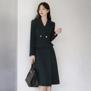 [시크라인] 세리오나 페플럼 레이어드자켓 플레어 원피스