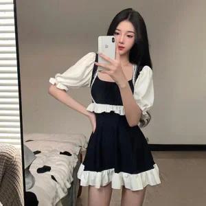 [아트박스]/옷자락 여자 등 트임 리본 프릴 원피스 수영복