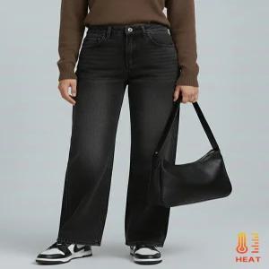 [플로우랩][플로우랩] 흑청워싱 융털안감 와이드 데님 팬츠_FLPJ005W25