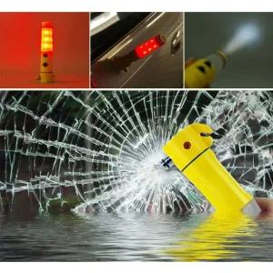 다기능 차량용 비상 경광봉 안전벨트커터 비상망치 경광봉 안전봉