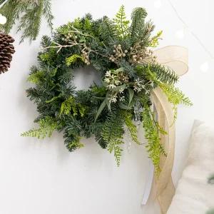 크리스마스 리스 벽장식 네츄럴파인 450mm 벽걸이 소품 현관 문 카페 입구 데코 꾸미기 겨울