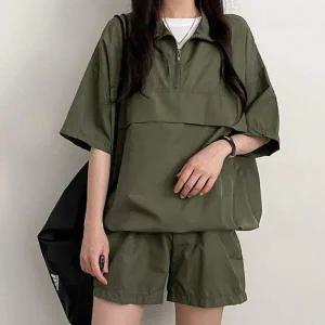 [골드스마일]베이직한 여자여름아노락 깔끔한 반팔아노락 여성