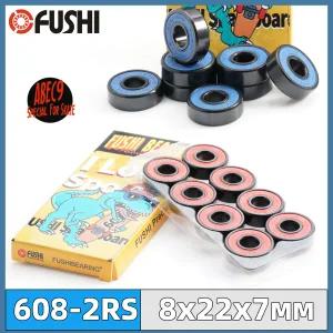 FUSHI 스케이트보드 볼 베어링 608rs 크기 8x22x7mm ABEC-9 고속 레드 오일 블루 나일론 608 2RS 베어링 8