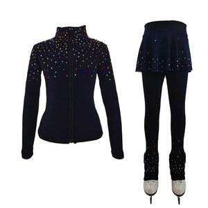 류후오 피겨 스케이팅 트레이닝 팬츠 재킷 여아 플리스 반짝이는 컬러 다이아몬드 소녀 편안한 따뜻한 운동복