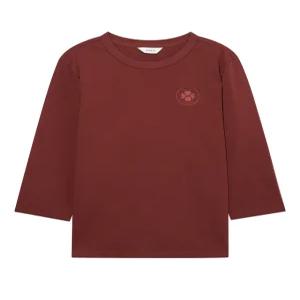 헤지스 여성 24FW [가격인하][면100%] 브라운 자수 장식 7부소매 티셔츠 HSTS4CC70W2