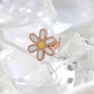 14K 로즈골드 에폭시 꽃 플라워 금 피어싱 금피어싱 예쁜피어싱 컬러피어싱 기본피어싱