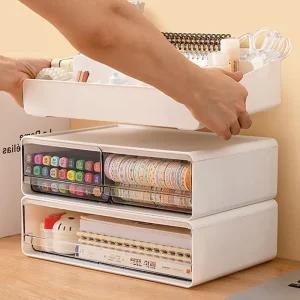 공간활용 다용도 펜트리 수납함 적층식 서랍함 정리함/다꾸 소품보관 홈오피스용품 데스크정리 플라스틱 부품함 부속함 주얼리 공구 박스 리코컨등 정돈함 악세사리 비즈함 리빙박스 부품함