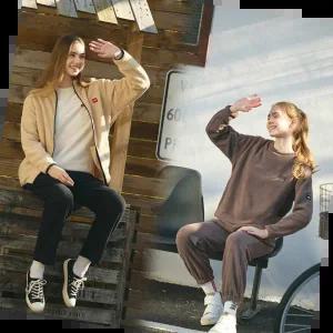 CNN어패럴 여성기모 4종 플리스 집업 긴팔라운드티셔츠 일자바지 조거바지 후리스세트 GAB02026