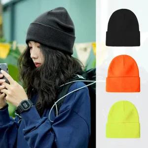 깔끔 베이직 비니 기본 형광 안전비니 겨울 따듯한 모자 옐로우 러닝 모자