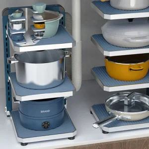 (제스트)프라이팬 높이조절 냄비 후라이팬거치대 3단 선반 생활용품 생필품 가정용품