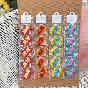 강아지 클로버 리본 고무줄 2P 20개 세트 애견 머리끈