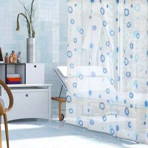 [골드스마일]땡땡이 반투명 샤워 커튼 블루 중 욕실커튼 방수커튼