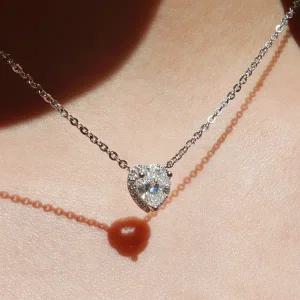 [샤밍주얼리]1캐럿 하트컷 랩 다이아 목걸이 IGI 헤일로 여자 친구 프로포즈 결혼 기념일 선물