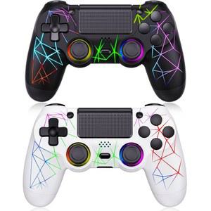 EaJ 용 게이밍보이 2팩 무선 컨트롤러 홀 효과 /1000mAh 배터리/타입 C/듀얼 진동/6축 자이로/오디오 잭/터치 패드 화이트 블랙