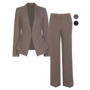 [하프클럽/비비드시크릿가너]SET 여성 겨울 솔리드 노카라 정장자켓 팬츠 세