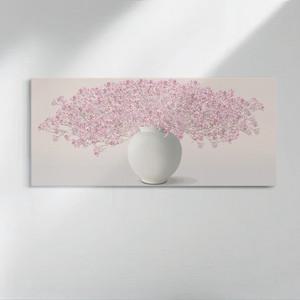 복들어오는 꽃 그림 힐링 풍수 인테리어 만개 달항아리 와이드 캔버스 액자