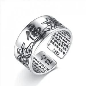 [콩심팥심]반지 연꽂 반야심경 불경 불교 수트라 경전 실버 은