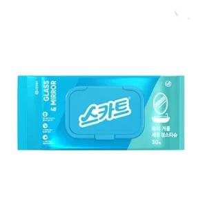 스카트 유리거울 세정티슈 30매 X 6EA, 청소용티슈 거울클리너 간편세정
