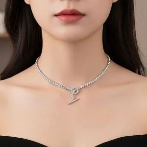 [콩심팥심]올 크리스탈 큐빅 3mm 테니스 초커 토글바 네크리스 목걸이