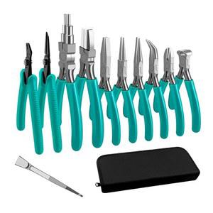 C&T 11피스 주얼리 플라이어 세트, 제작 도구 키트, 마이크로 보관 파우치가 있는 스테인리스 스틸 핀셋, 용품용 세트