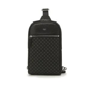 [롯데백화점]닥스 액세서리 [LOUIS BRIDGE]블랙 패턴배색 가죽 웨이스트백 DBBA2F607BK