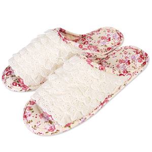 로즈 레이스 면실내화 더블패드 이중쿠션 거실화 슬리퍼 실내화 덧신 퀼트 패브릭 거실슬리퍼