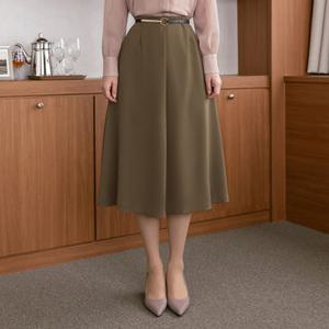 [시크라인] 고긴스 핀턱 플레어 벨티드 스커트 빅사이즈/오피스룩/하객룩