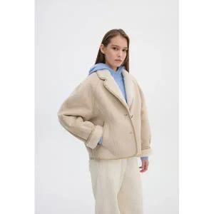 [롯데백화점]올리브데올리브 테일러드 카라 자켓형 무스탕 점퍼 (OM4WMA68)