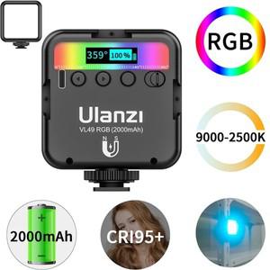 Ulanzi RGB 미니 포켓 비디오 라이트 필 카메라 스마트폰 사진 스트리밍 VL49 2500-9000K 2000mAh