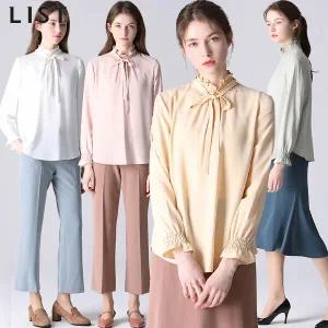 [리스트(LIST)] 스모킹 밴드 타이넥 블라우스 (택가격:118000원)