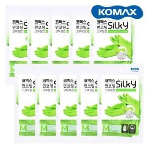 코멕스 면코팅 실키 고무장갑 그린M중 X 10개