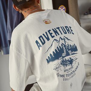 남녀공용 어드벤처 오버핏 순면100% 반팔 면티셔츠