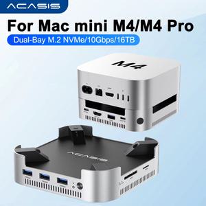 아카시스 맥 소형 도킹 스테이션 USB C 허브 듀얼 베이 M.2 NVMe SSD 인클로저 포함 10Gbps USB-A 스플리터
