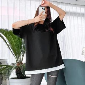 [리빌모아]남여공용 링클프리 박시 레이어드 반팔티 5C TSH Q035 소라_P401608853