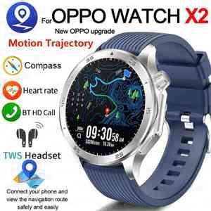 OPPO Watch X2 GPS 트랙 스마트워치 남성용 AMOLED 스크린 나침반 스포츠 피트니스 방수 블루투스 통화 스