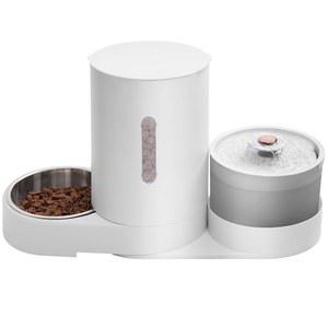 반려동물 헤어 필터와 스테인리스 볼이 포함된 고양이용 중력식 급식기 및 자동 급수대, 대형 세트, 강아지, 고양이, 중소형견, 토끼에게 이상적입니다